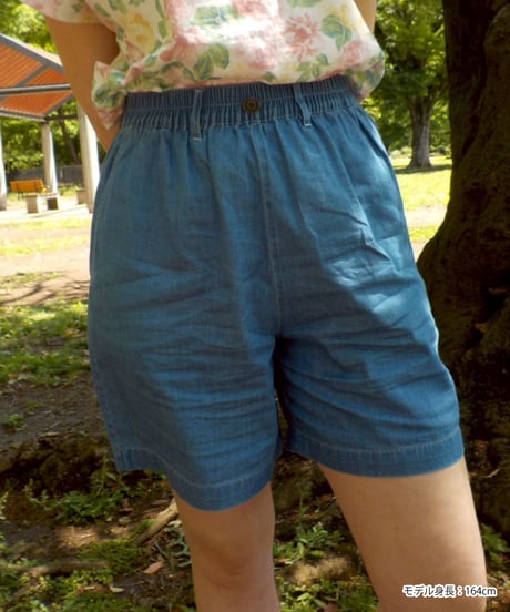 Summer denim half pants / blue