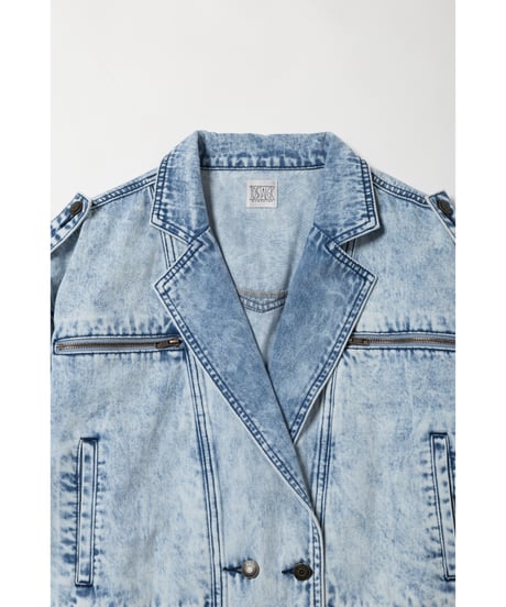 Denim biker jacket/ acid wash