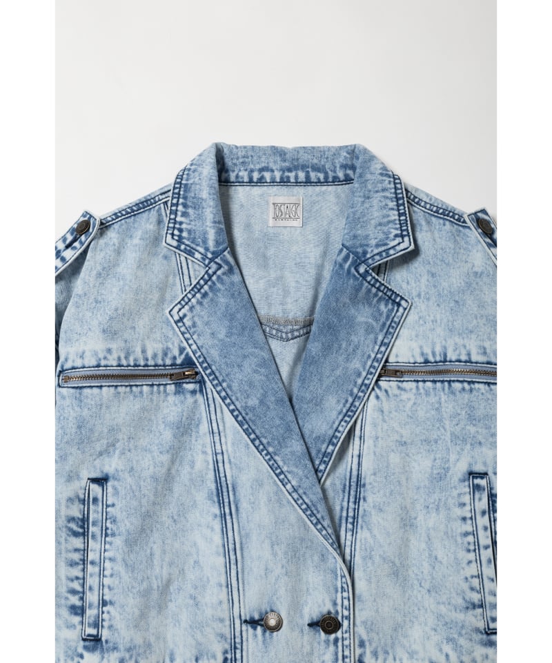 Denim biker jacket/ acid wash | Tostalgic Clothing