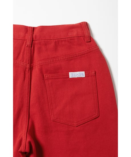 Relaxed denim half pants / red