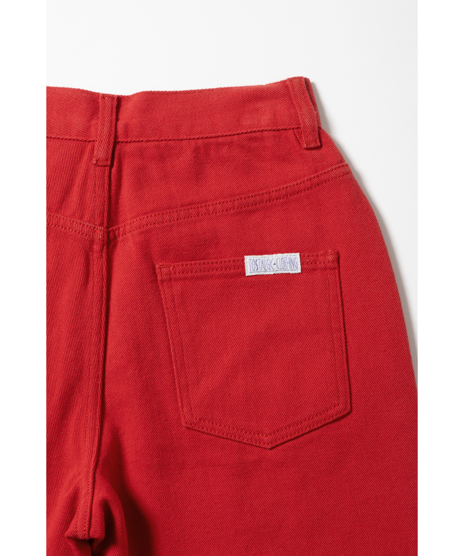 Relaxed denim half pants / red | Tostalgic Clot