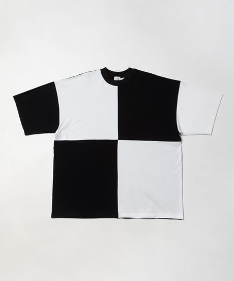 Blocked big tee / white×black