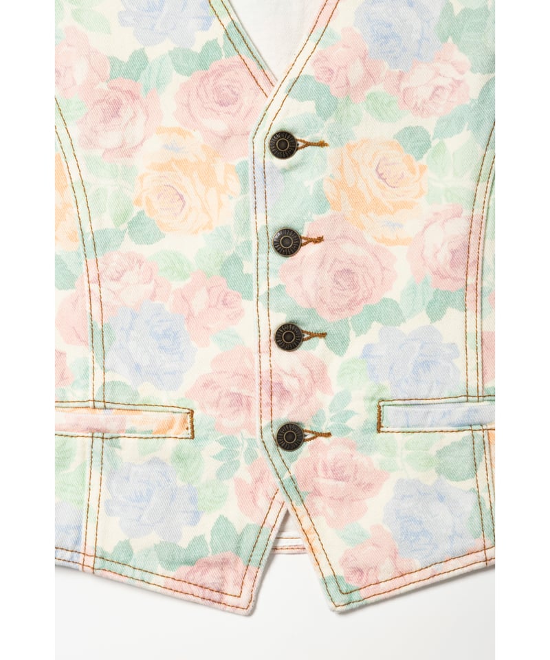 80s denim vest / floral | Tostalgic Clothing