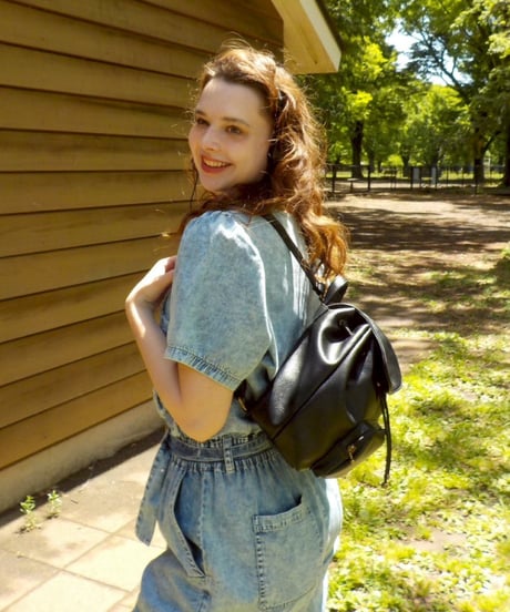 Mini leather back pack / black