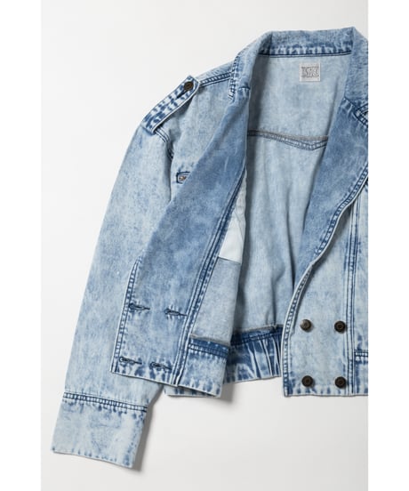 Denim biker jacket/ acid wash