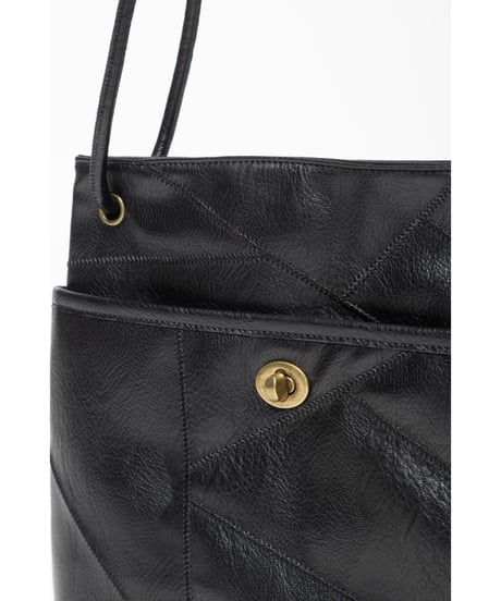 Leather patchwork style bag / black