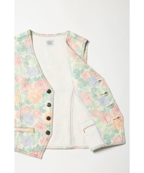 80s denim vest / floral