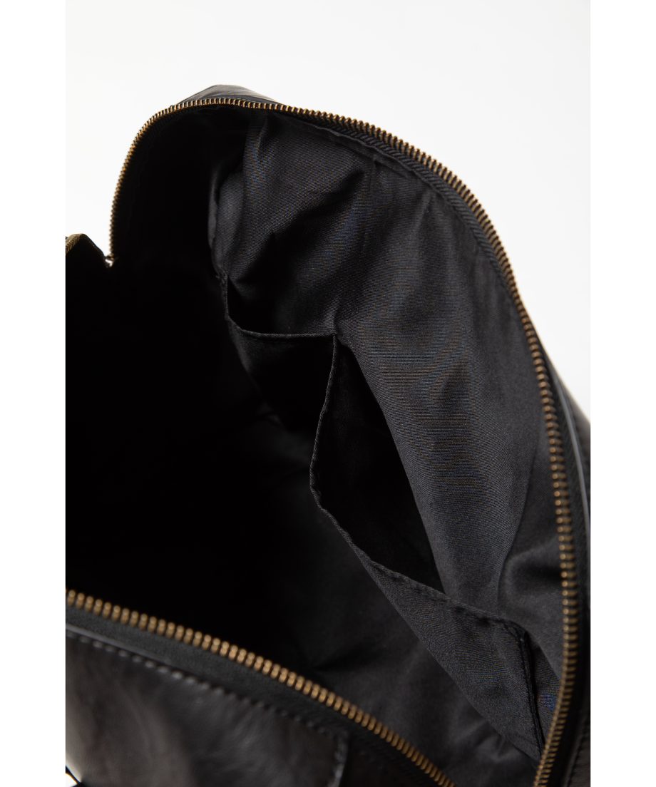 Leather boston bag / black | Tostalgic Clothing