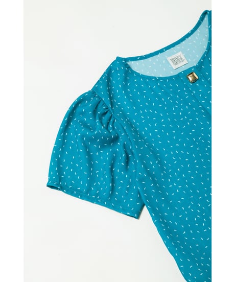 Square buttons dress / turquoise