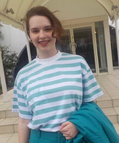 Stripe pocket tee / green