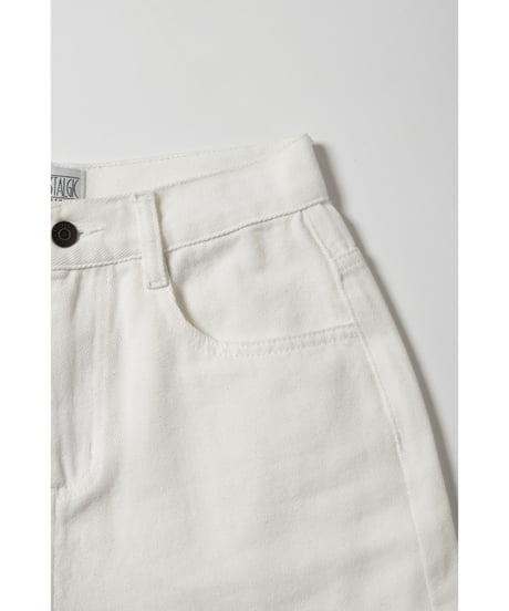 Relaxed denim half pants / white