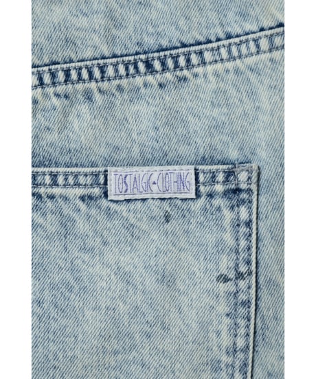 Relaxed denim half pants / acid wash