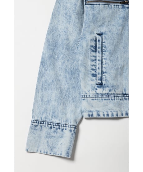Denim biker jacket/ acid wash