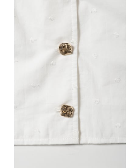 Polka dots embroidery blouse / white