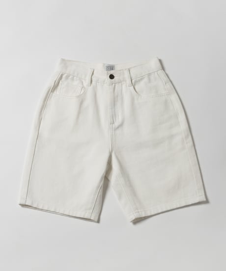 Relaxed denim half pants / white