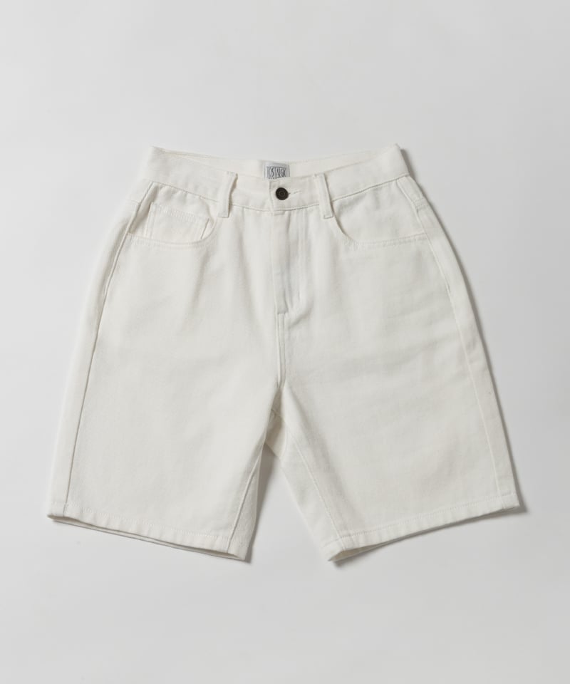 Relaxed denim half pants / white [ Shipped in l