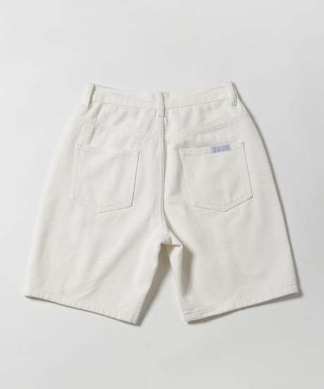 Relaxed denim half pants / white
