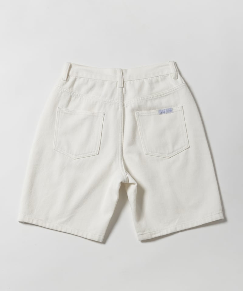 Relaxed denim half pants / white | Tostalgic Cl