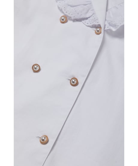 Cotton frill collar blouse / white