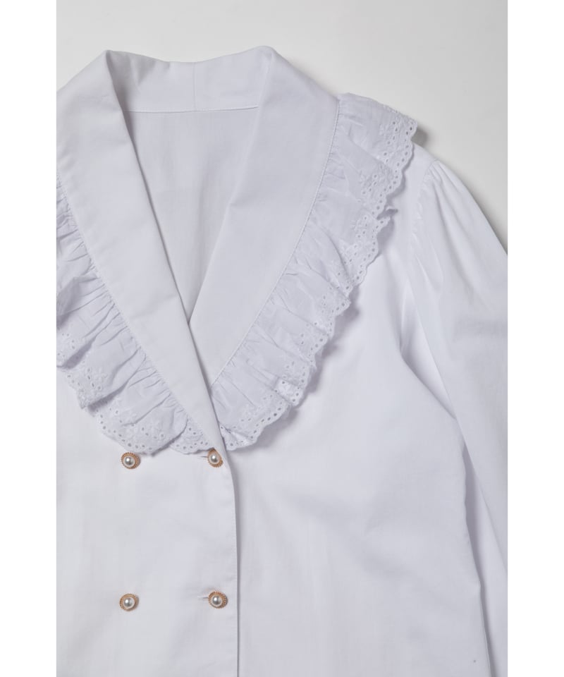 トップス Cotton frill collar blouse / white Cotton frill collar blouse / white | Tostalgic