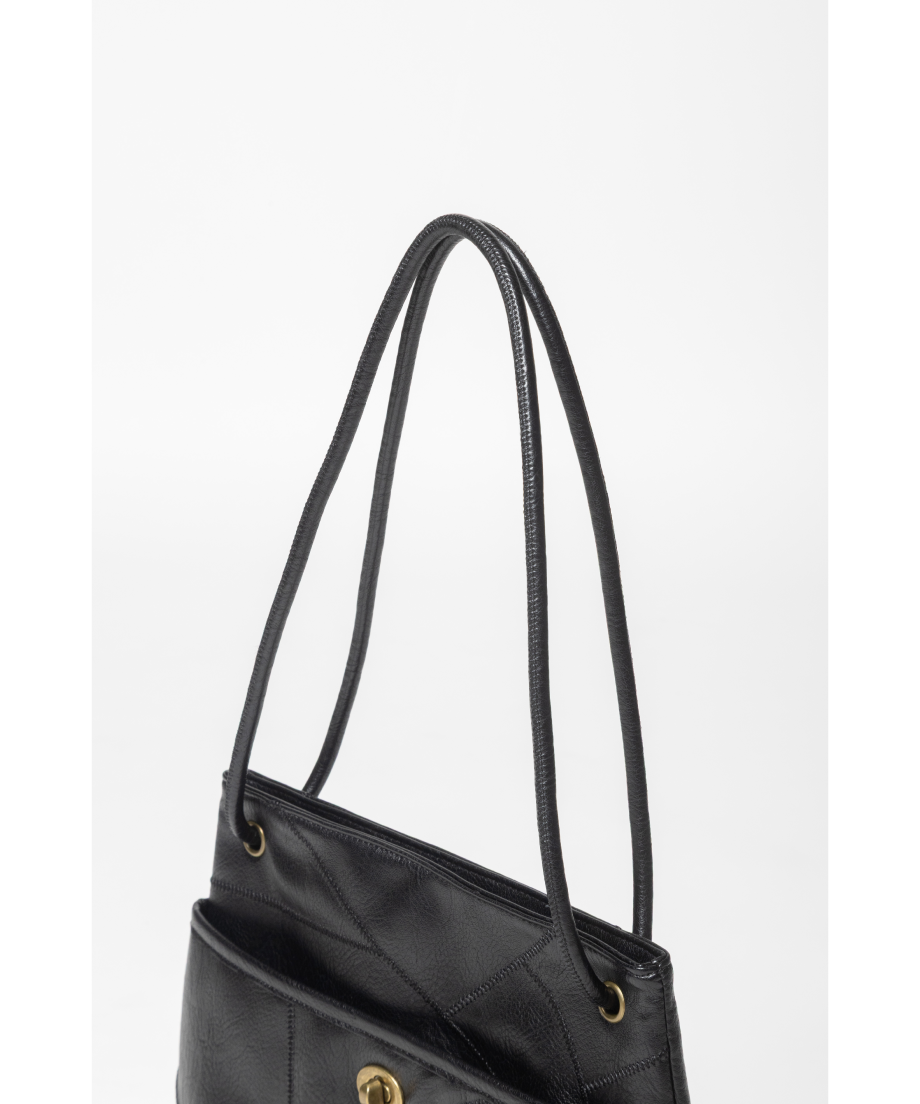 Leather patchwork style bag / black | Tostalgic