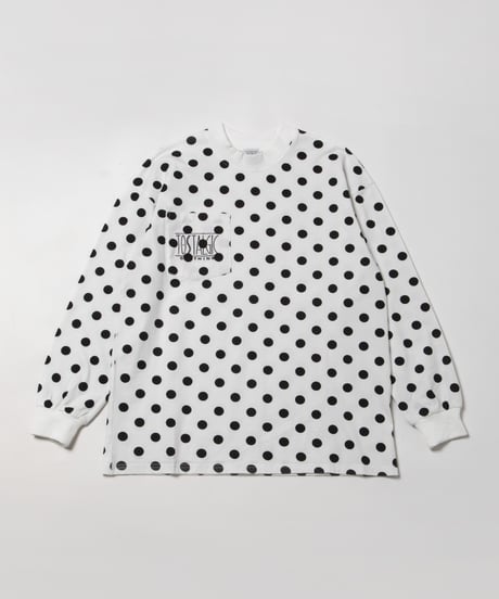 High neck long sleeve pocket tee / polka dots