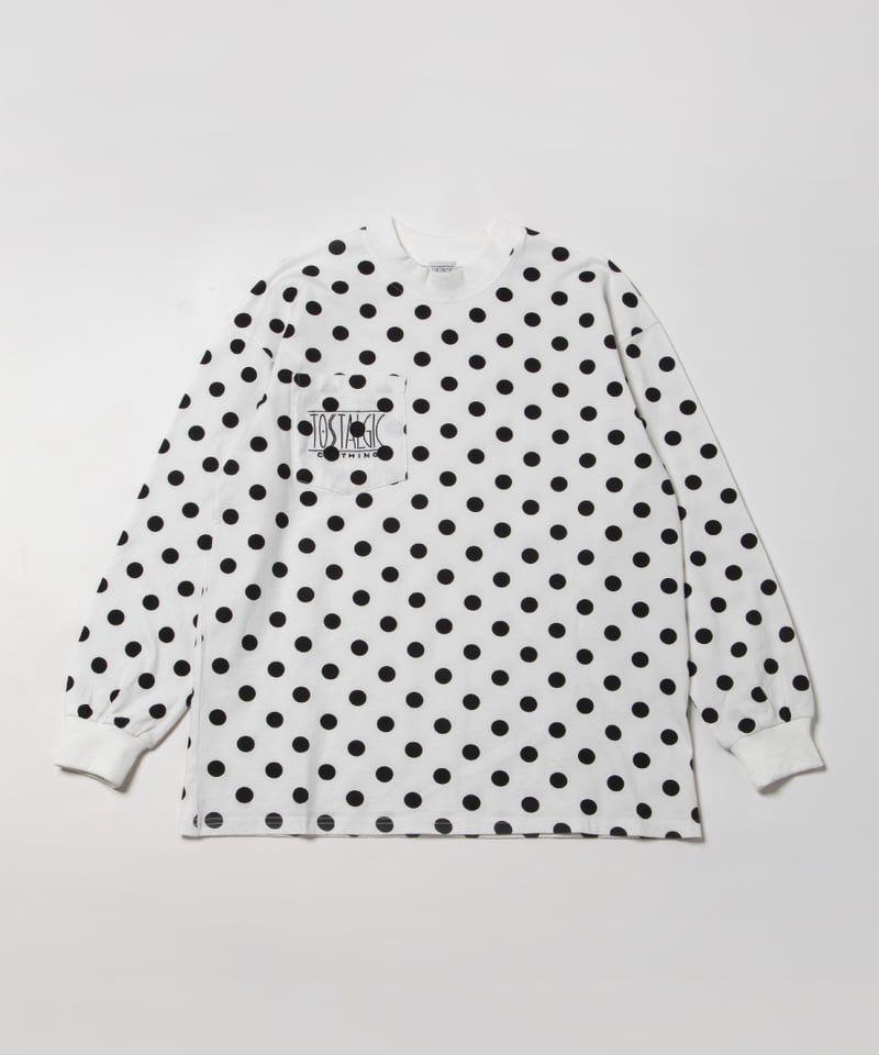 High neck long sleeve pocket tee / polka dots |
