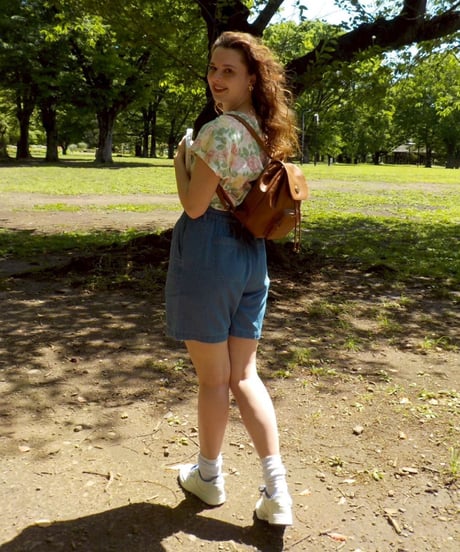 Mini leather back pack / light brown