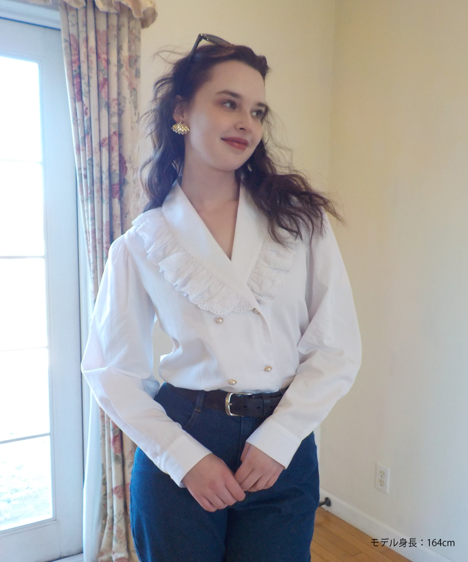 トップス Cotton frill collar blouse / white Cotton frill collar blouse / white | Tostalgic