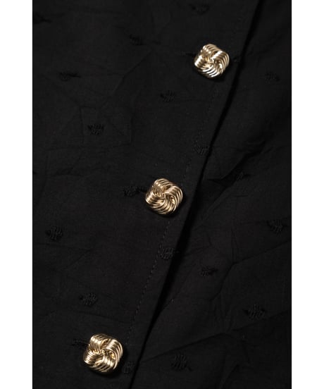 Polka dots embroidery blouse / black