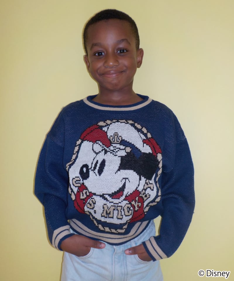 トップス FORSOMEONE MICKEY DAMAGED SWEATER 46 Captain Micky sweater(kids) / navy［ Shipped in