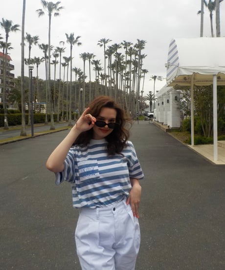 Stripe pocket tee / blue