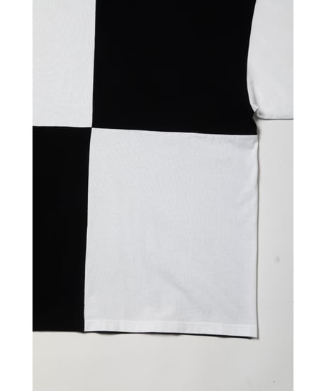 Blocked big tee / white×black