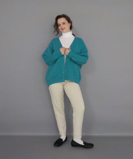 Big knit cardigan / green