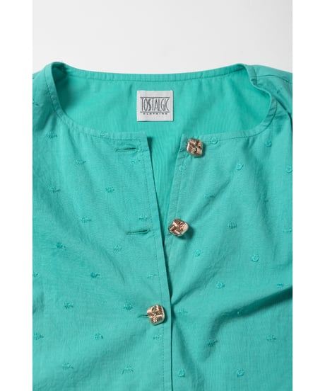 Polka dots embroidery blouse / green