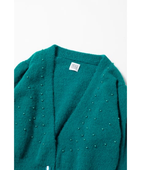 Mohairish pearl cardigan / green