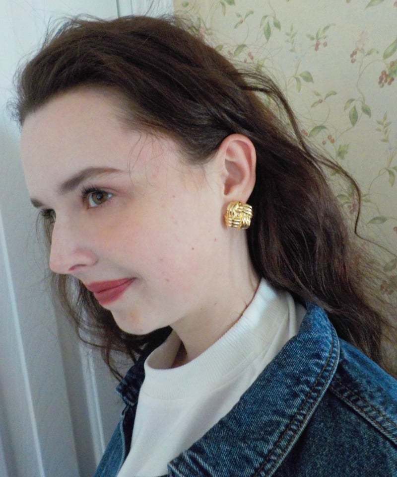 80s earring / pierce / gold | Tostalgic Clothing