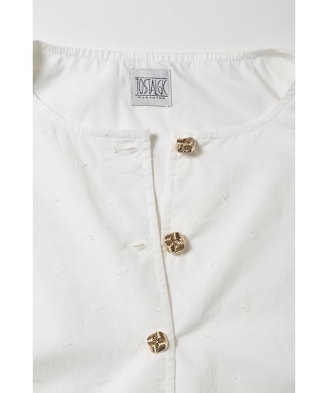 Polka dots embroidery blouse / white