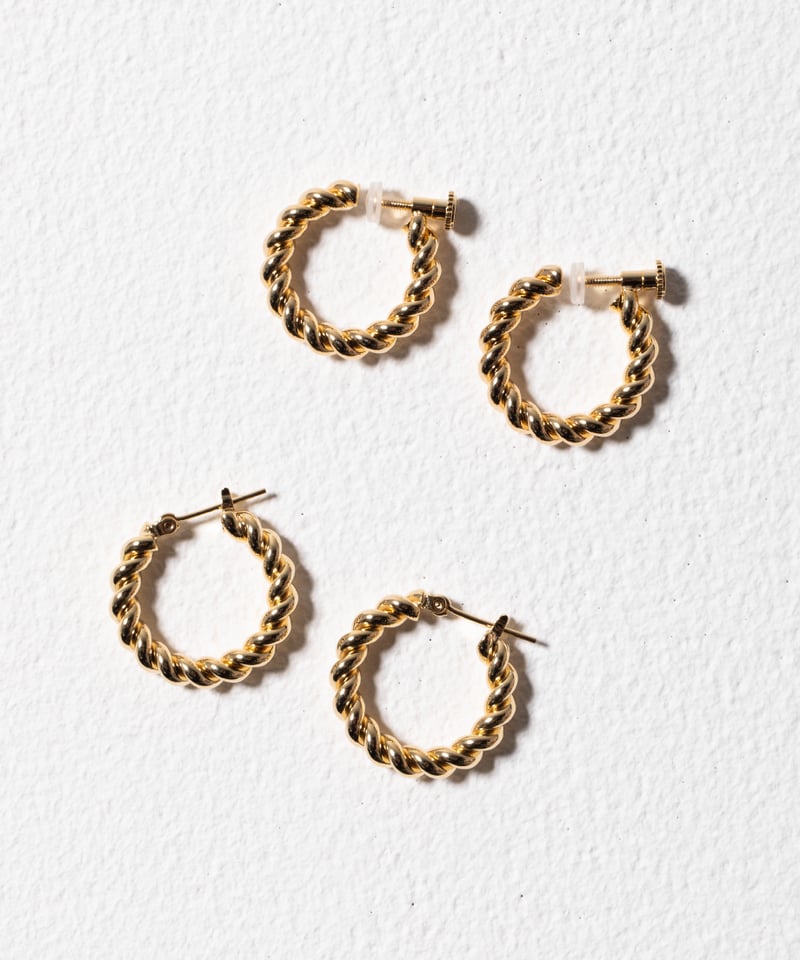 Twisted hoop earring / pierce / gold | Tostalgi