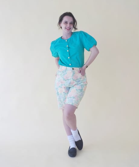 Polka dots embroidery blouse / green