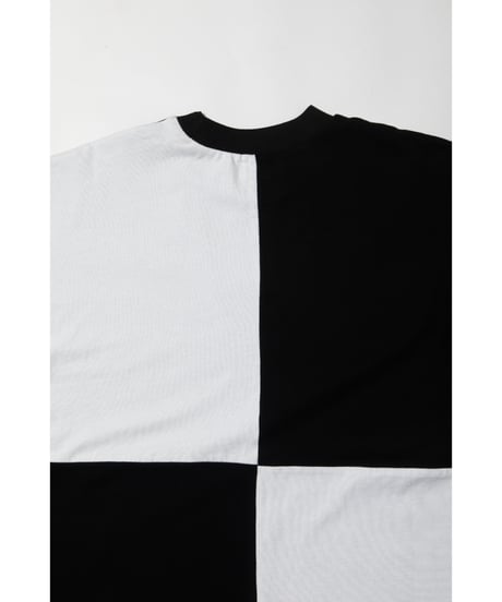 Blocked big tee / white×black