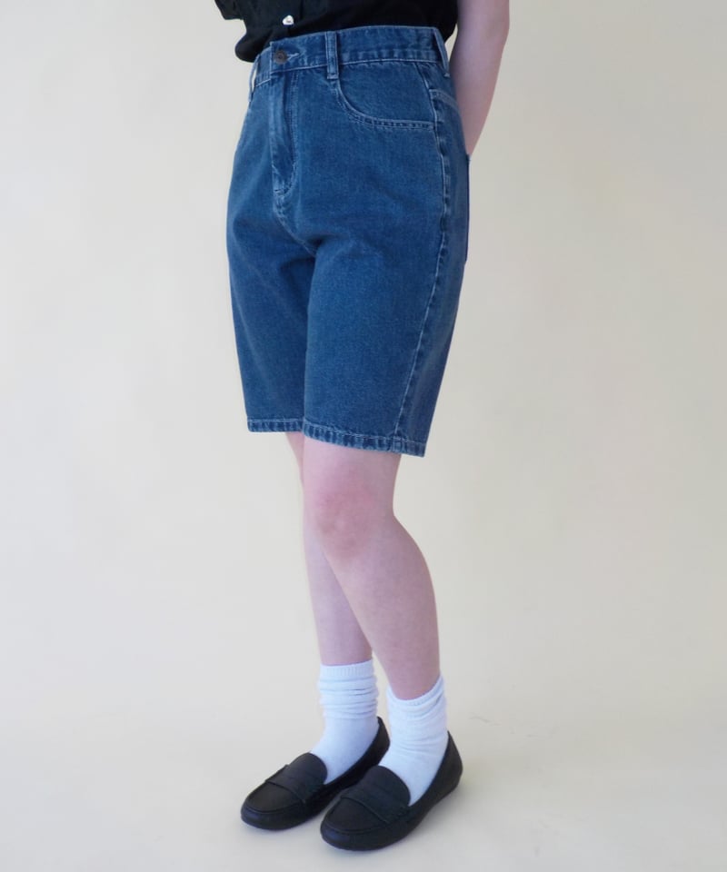 Relaxed denim half pants / blue [ Shipped in la