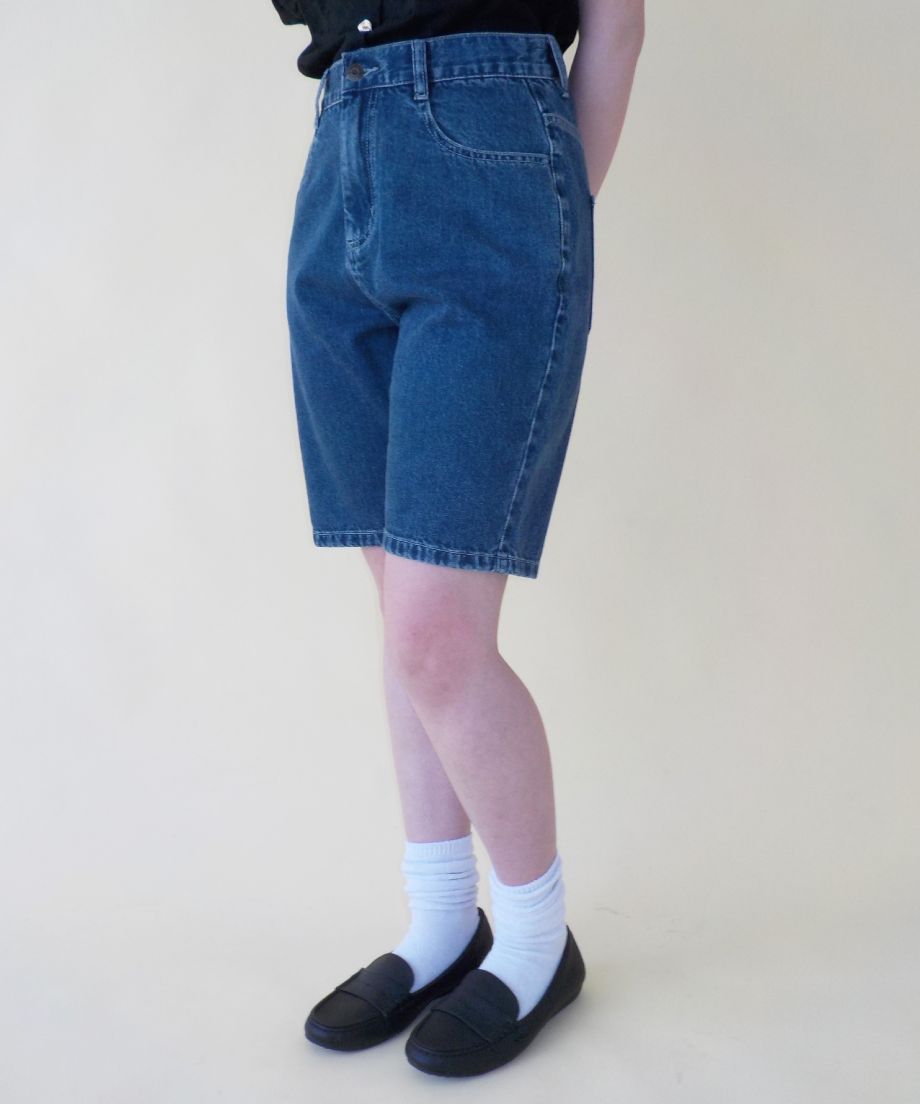 Relaxed denim half pants / blue [ Shipped in la