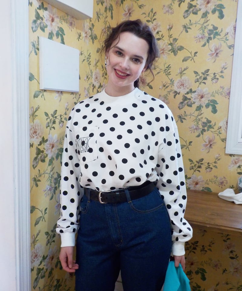 ロンT ドット POLKADOTSLIMLONG SLEEVETOP High neck long sleeve pocket tee / polka dots |