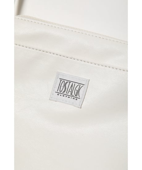 Ribbon leather shoulder bag / white