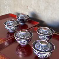 古伊万里　微塵唐草染付７寸3枚セット（太明成化年製） 古伊万里 染付 微塵唐草 蓋付茶碗 - 生活骨董と古布のアンティーク