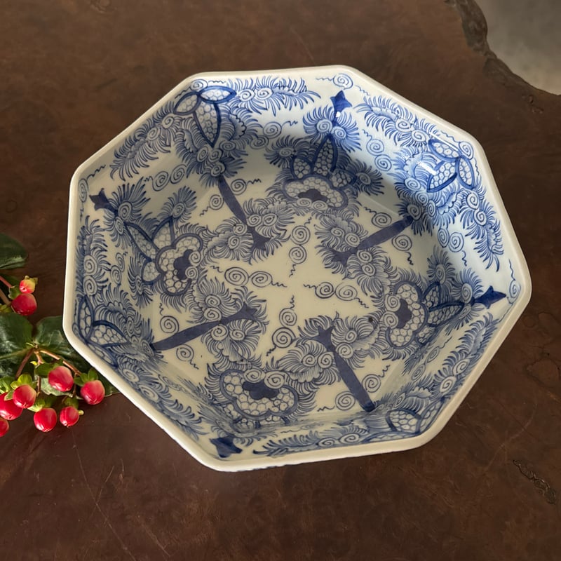 古伊万里 線描葉唐草文 八角形鉢 | Kaikaroman ONLINE STORE