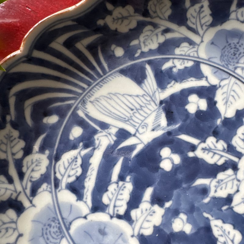 古伊万里 染付白抜花鳥雪輪文 輪花七寸皿 1枚 | Kaikaroman ONLINE STORE