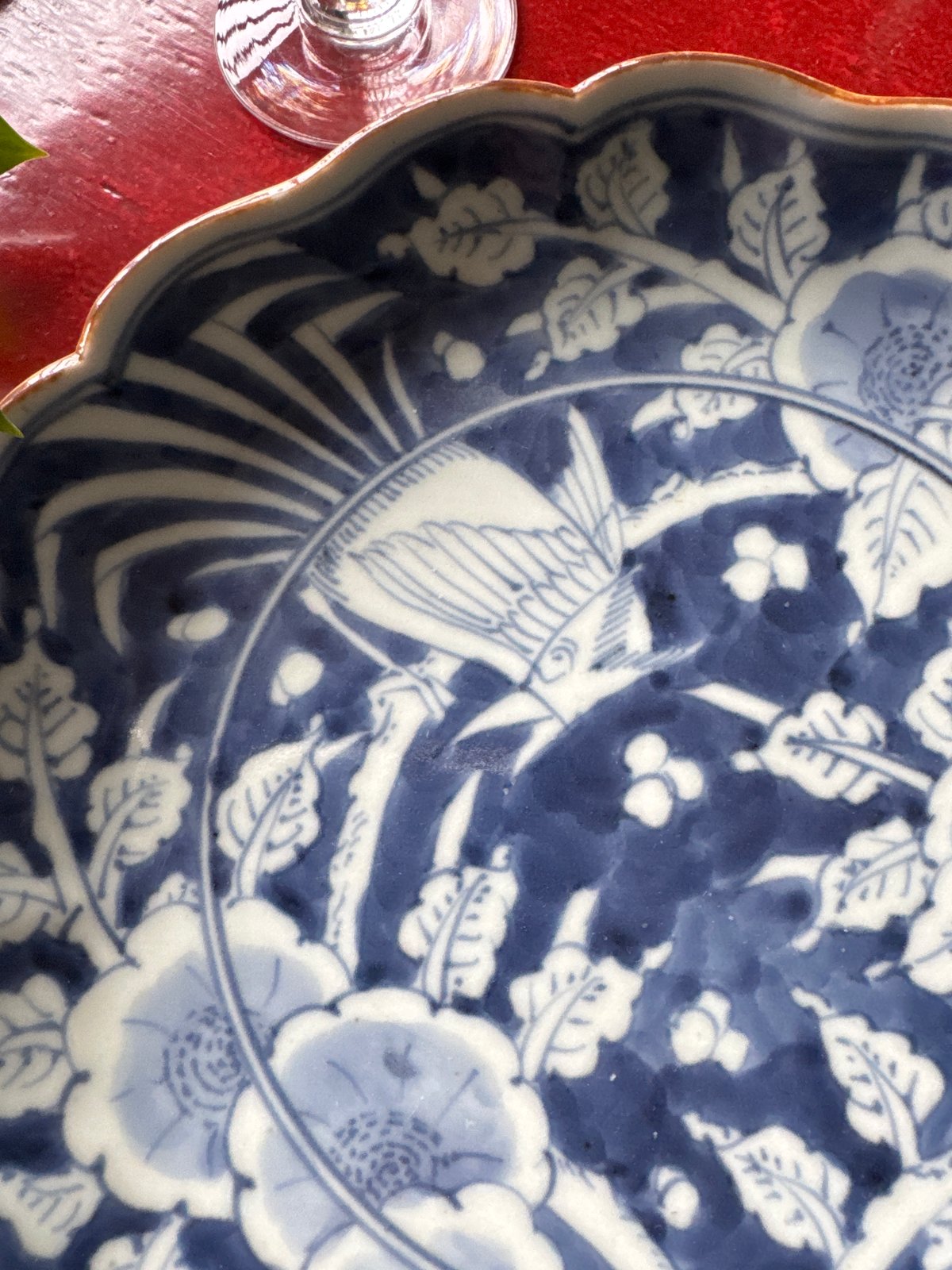 古伊万里 染付白抜花鳥雪輪文 輪花七寸皿 1枚 | Kaikaroman ONLINE STORE
