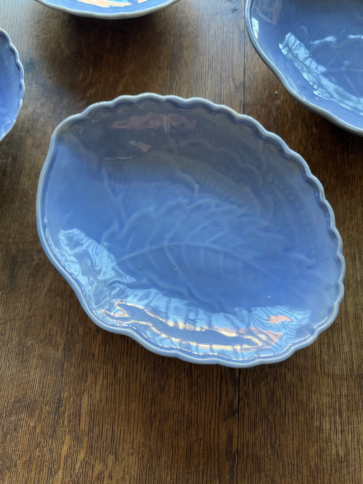 古伊万里 薄瑠璃陽刻葉文 変形皿 5客セット | Kaikaroman ONLINE STORE